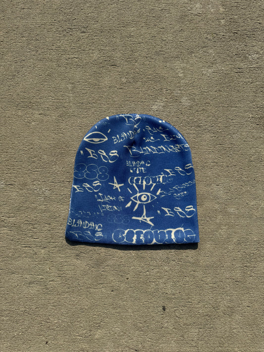 Graffiti beanie (navy/yellow)